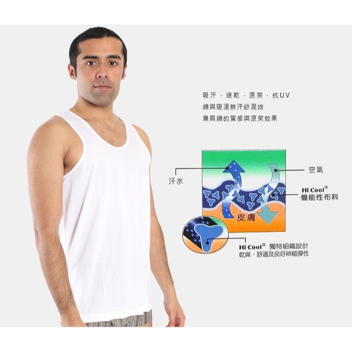 Nonno 涼感男背心 圓領 無袖 儂儂 涼感衣 吊嘎 涼感背心 內衣 衛生衣 內襯 白色背心 NO.90035-細節圖2