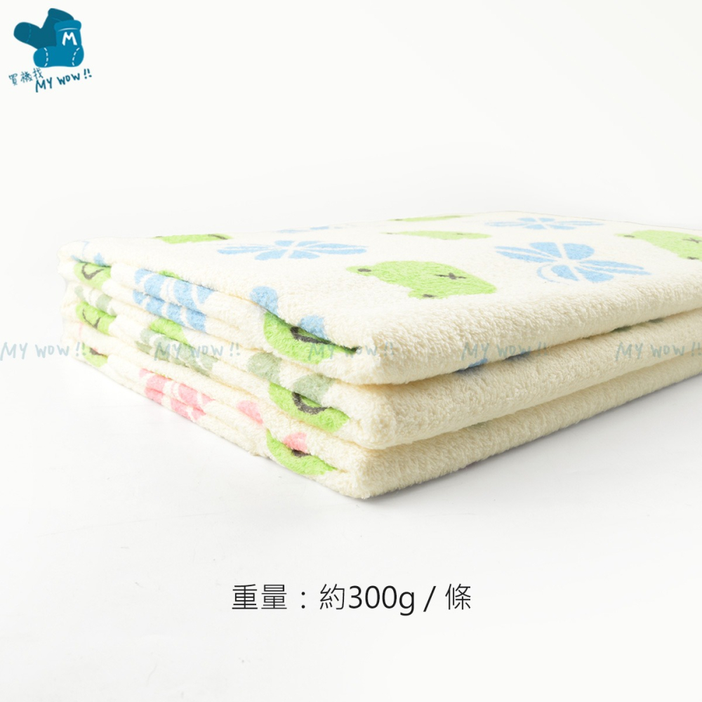 [浴巾]8兩 幸運草青蛙印花浴巾 約70X140CM 輕薄純棉浴巾 吸水快乾 台灣製造 KONES 珂妮絲 包巾 喜帥-細節圖2