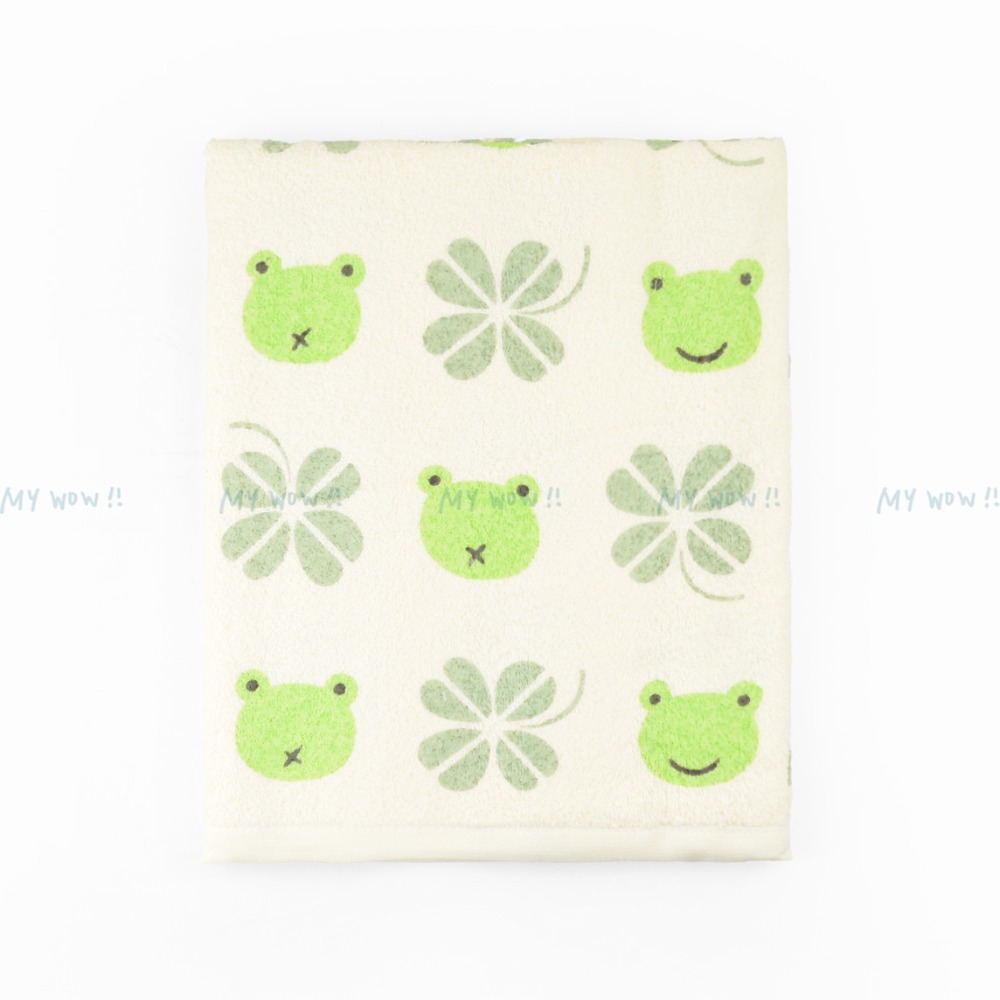 [浴巾]8兩 幸運草青蛙印花浴巾 約70X140CM 輕薄純棉浴巾 吸水快乾 台灣製造 KONES 珂妮絲 包巾 喜帥-規格圖5