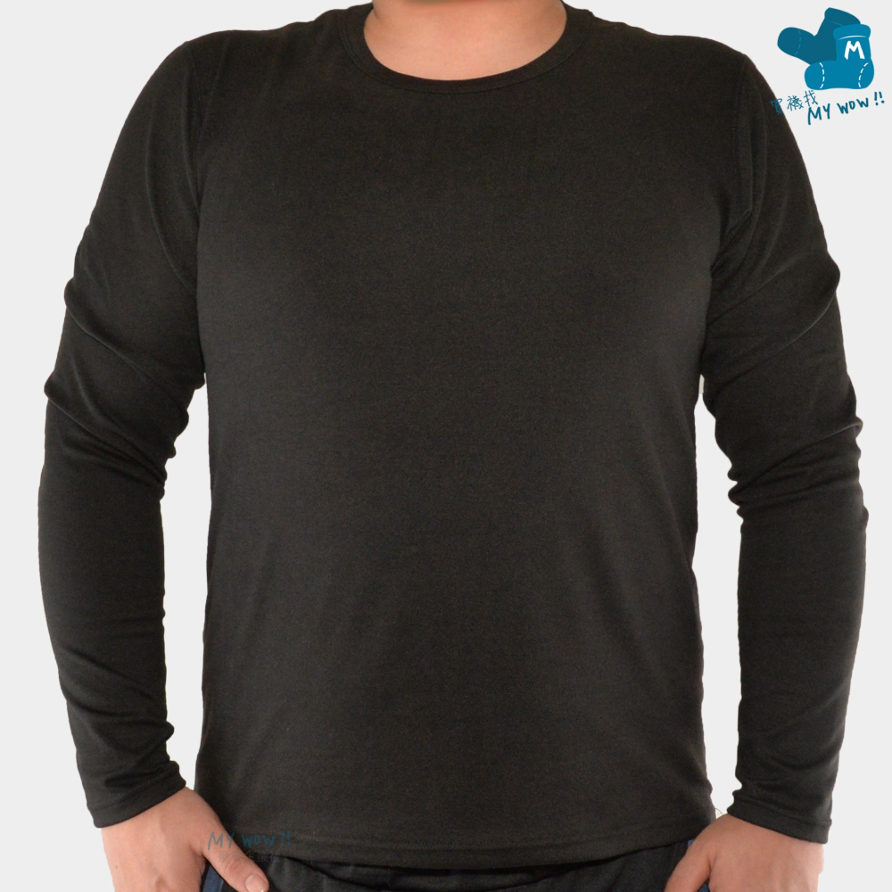 鑽石級-男款暖Q絨保暖衣 加大 德絨 機能性 長袖 上衣 內搭衣 蓄熱衣 保暖衣 男圓領 冬天衣服 圓領 半高領-細節圖3