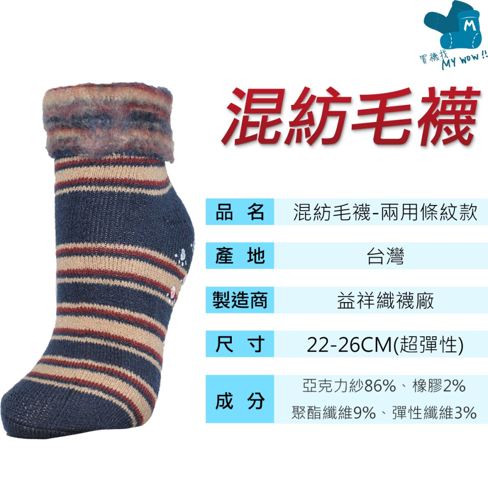 現貨♡ 混紡保暖毛襪-反摺款 地板襪 止滑毛襪 男女適用 仿羊毛 保暖襪 毛襪 止滑襪 80-1-細節圖4