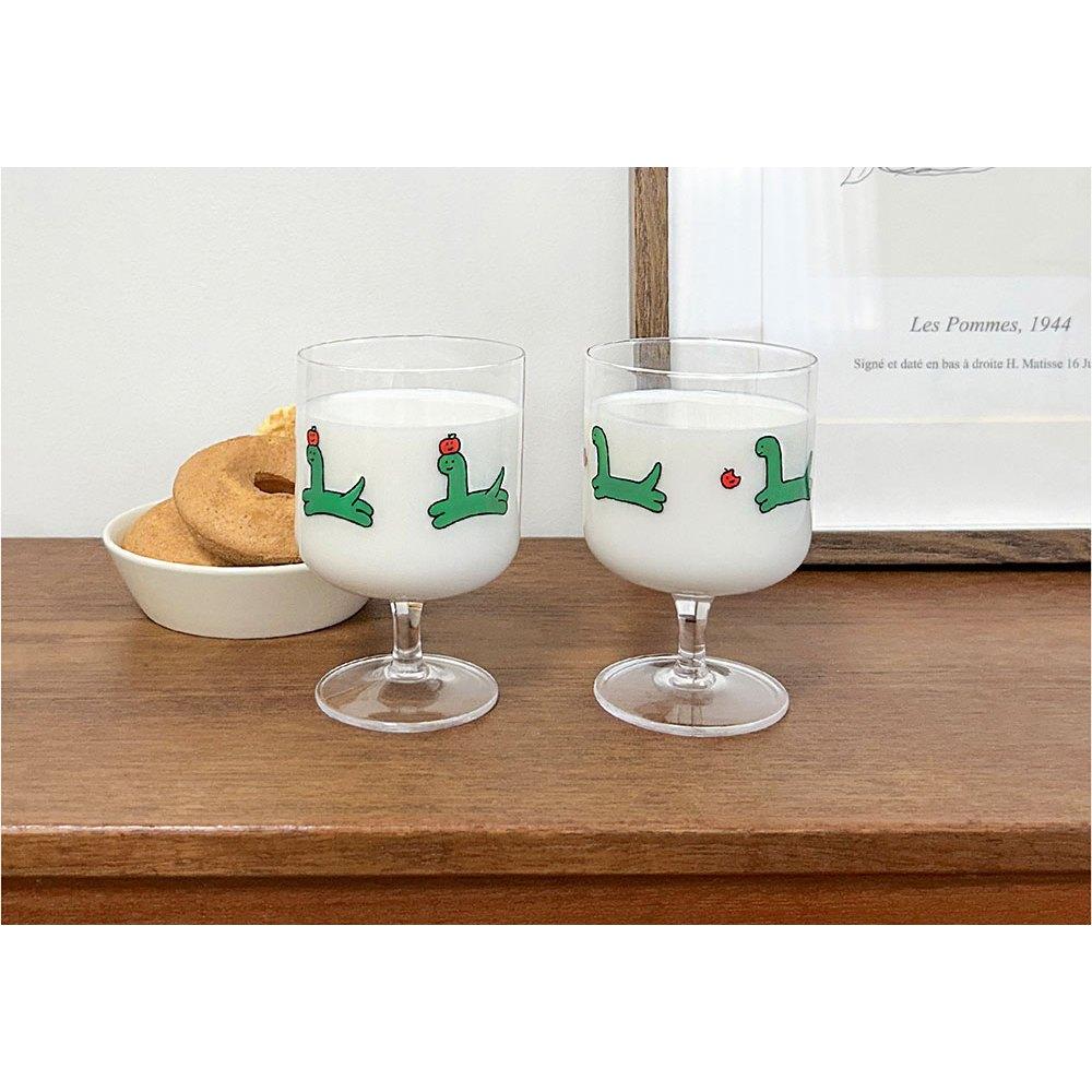 ʜᴀʀᴜᴅᴀɪʟʏ🌙 預購｜JOGUMAN STUDIO 小脘龍高腳杯套組 可愛恐龍插圖酒杯 飲料玻璃杯 咖啡杯 果汁杯-細節圖3