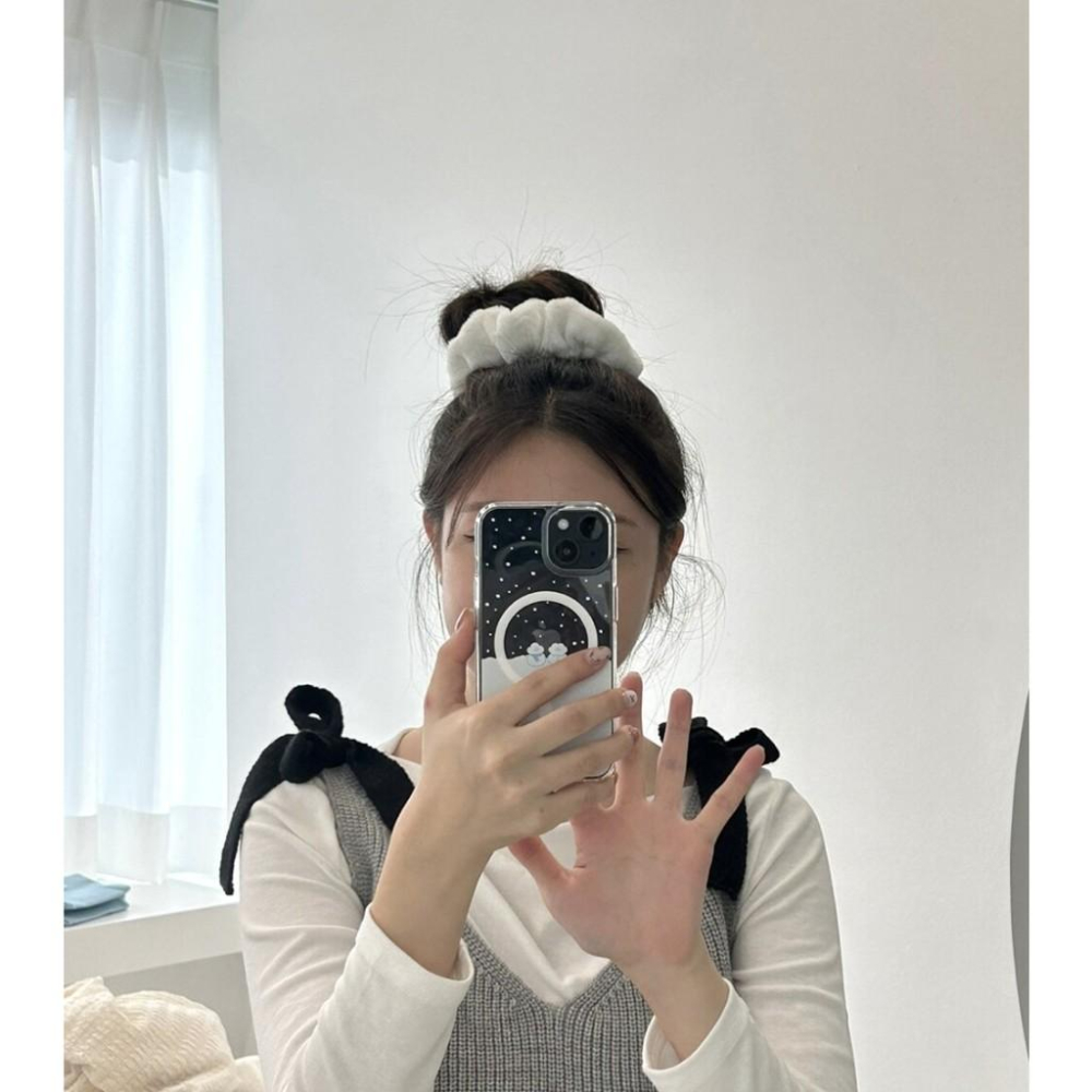 ʜᴀʀᴜᴅᴀɪʟʏ🌙 預購｜skyfolio 冬季質感材質髮圈 愛心雲朵/月亮吊墜髮圈 大腸圈 可愛髮飾 綁頭髮束飾品-細節圖9