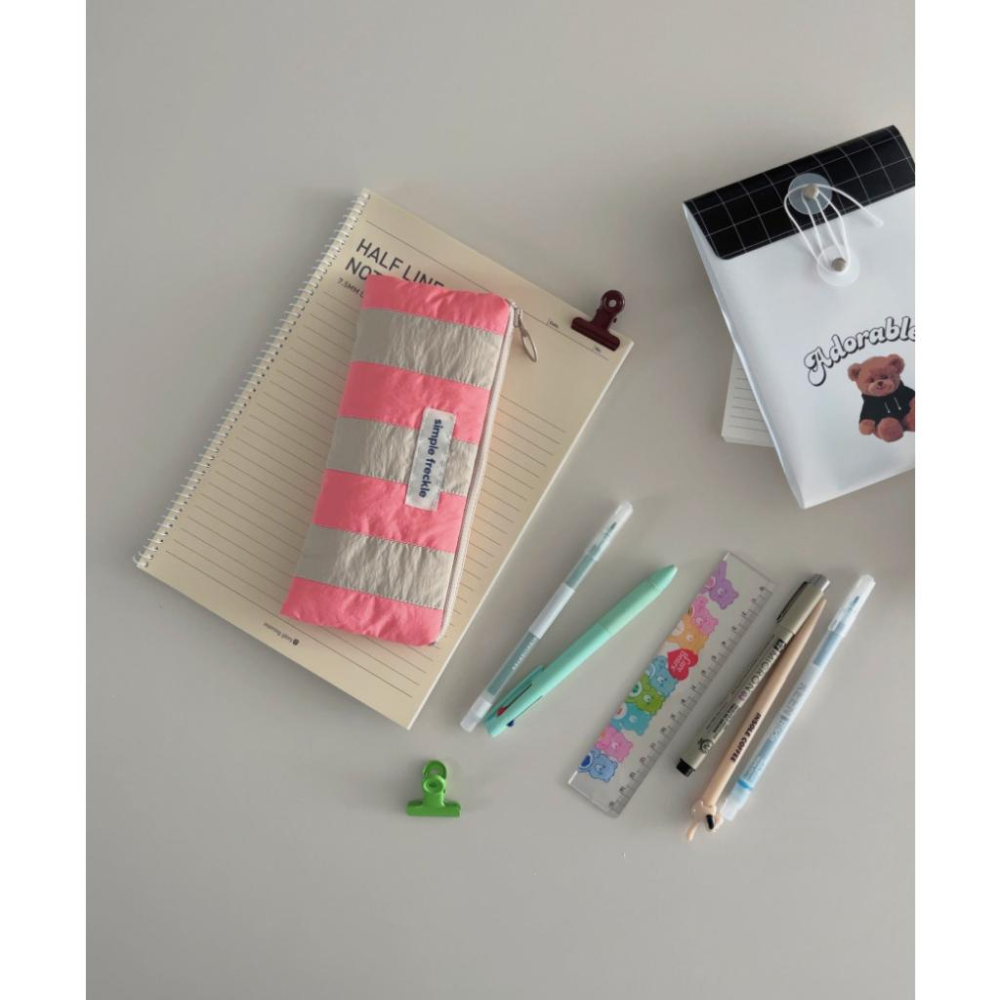 ʜᴀʀᴜᴅᴀɪʟʏ🌙  預購｜simple freckle 粗條紋棉麻筆袋 鉛筆盒 文具收納 共兩款-細節圖8