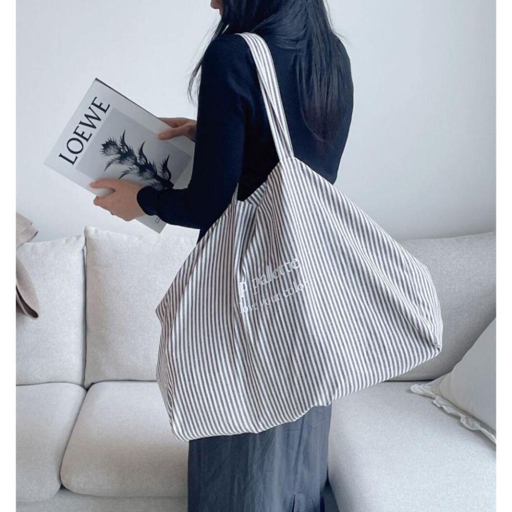 ʜᴀʀᴜᴅᴀɪʟʏ🌙  部分有貨｜p.palette 素面logo系列棉麻肩背包 側背包 外出包 購物袋 旅行包袋 共四-細節圖4