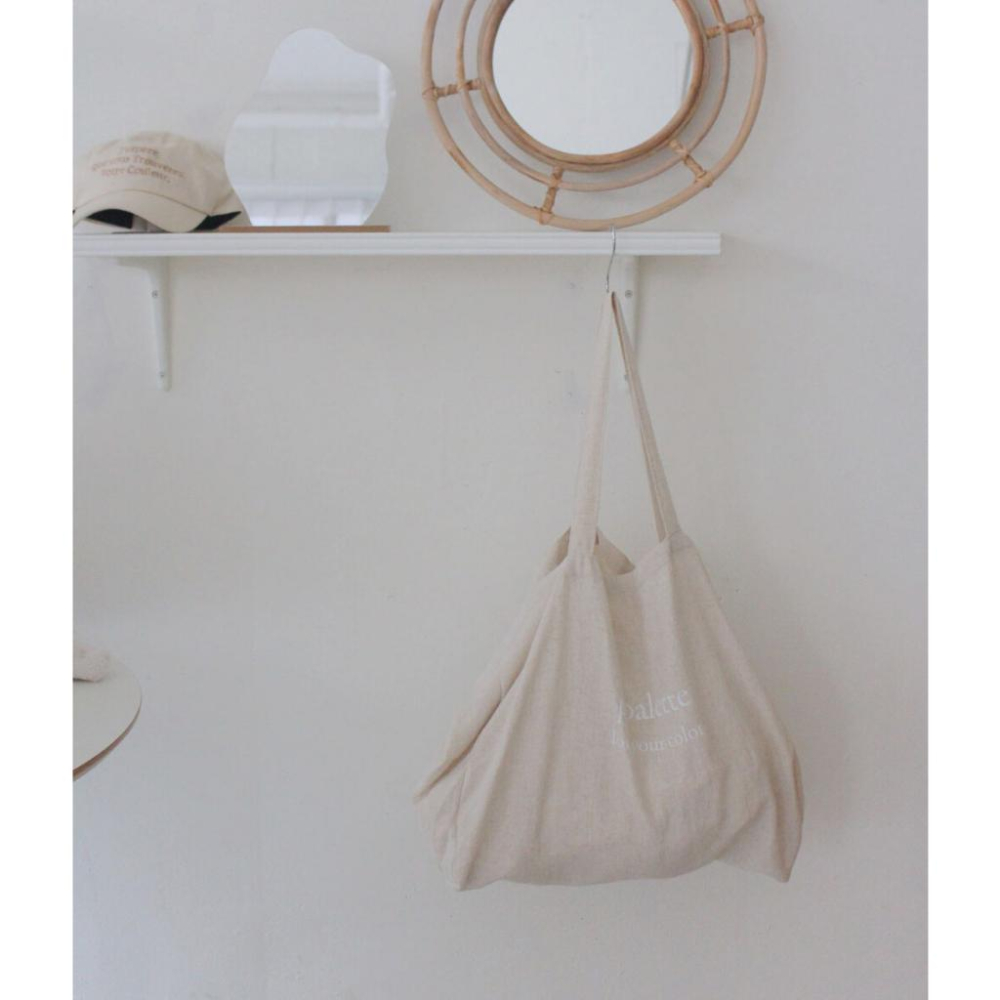 ʜᴀʀᴜᴅᴀɪʟʏ🌙  部分有貨｜p.palette 素面logo系列棉麻肩背包 側背包 外出包 購物袋 旅行包袋 共四-細節圖9