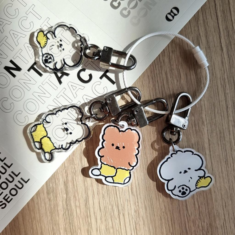 ʜᴀʀᴜᴅᴀɪʟʏ🌙 預購｜PERMS 可愛熊熊 小白狗 小灰貓吊飾 可愛鑰匙圈-細節圖2