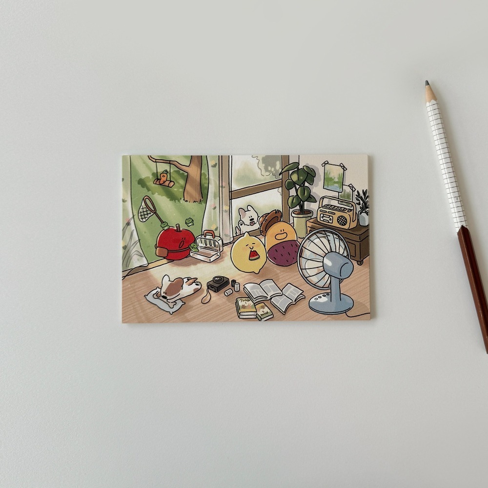 ʜᴀʀᴜᴅᴀɪʟʏ🌙 預購｜Second Morning 夏日假期系列明信片 插畫迷你海報 地瓜檸檬蘋果居家牆面裝飾-細節圖3