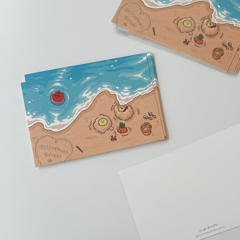 ʜᴀʀᴜᴅᴀɪʟʏ🌙 預購｜Second Morning 夏日假期系列明信片 插畫迷你海報 地瓜檸檬蘋果居家牆面裝飾-細節圖4