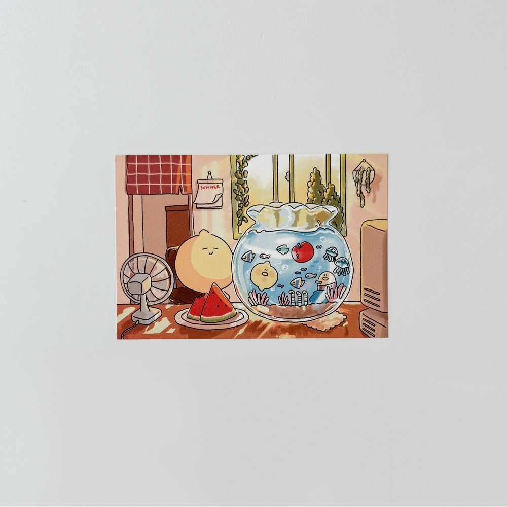 ʜᴀʀᴜᴅᴀɪʟʏ🌙 預購｜Second Morning 夏日假期系列明信片 插畫迷你海報 地瓜檸檬蘋果居家牆面裝飾-細節圖5