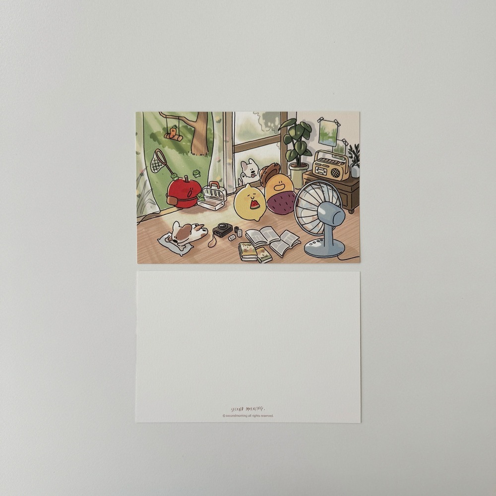 ʜᴀʀᴜᴅᴀɪʟʏ🌙 預購｜Second Morning 夏日假期系列明信片 插畫迷你海報 地瓜檸檬蘋果居家牆面裝飾-細節圖7