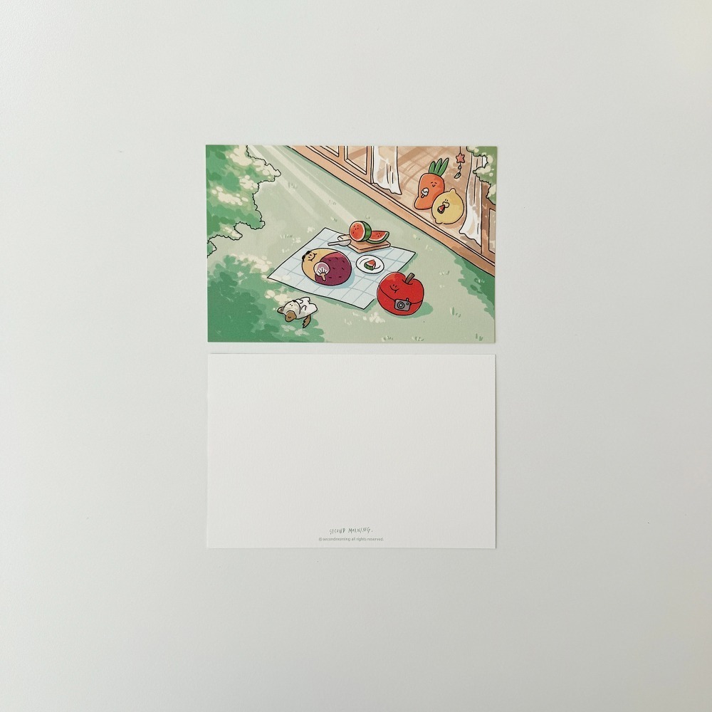 ʜᴀʀᴜᴅᴀɪʟʏ🌙 預購｜Second Morning 夏日假期系列明信片 插畫迷你海報 地瓜檸檬蘋果居家牆面裝飾-規格圖9