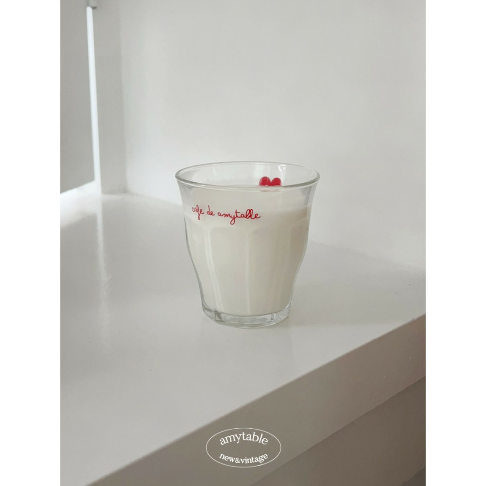 ʜᴀʀᴜᴅᴀɪʟʏ🌙 預購｜韓國家居・ amytable 艾米桌愛心紅色印字玻璃耐熱杯 水杯 飲料杯 咖啡杯 牛奶杯-細節圖3