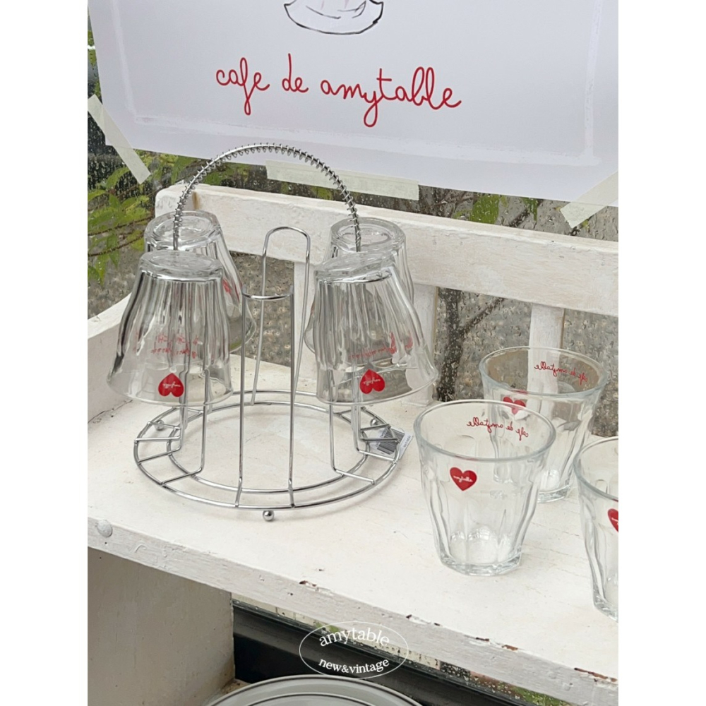 ʜᴀʀᴜᴅᴀɪʟʏ🌙 預購｜韓國家居・ amytable 艾米桌愛心紅色印字玻璃耐熱杯 水杯 飲料杯 咖啡杯 牛奶杯-細節圖8