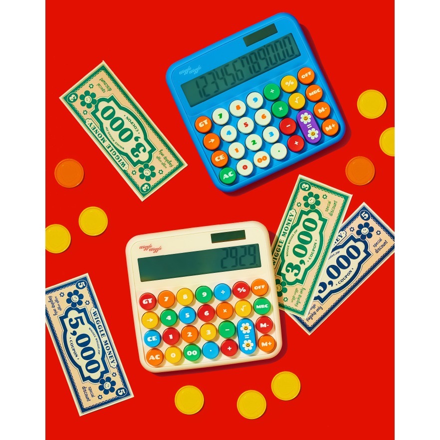 ʜᴀʀᴜᴅᴀɪʟʏ🌙 預購｜wigglewiggle 復古撞色便攜充電式計算機 圓形按鍵計算機 桌上型計算機-細節圖2