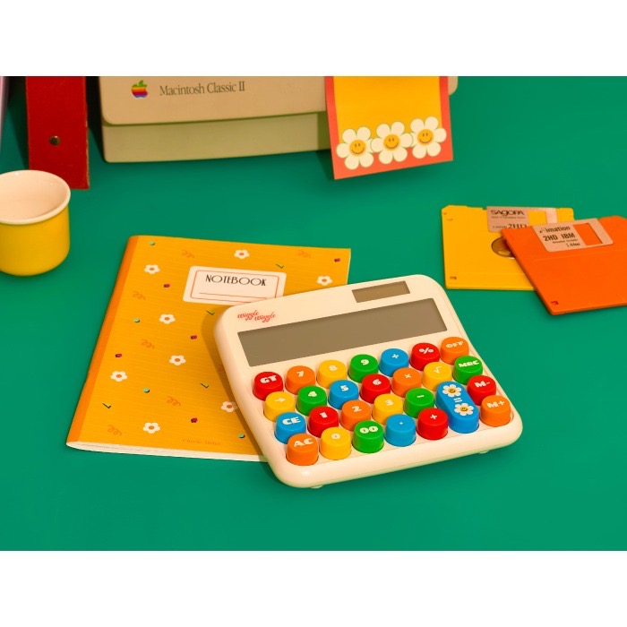 ʜᴀʀᴜᴅᴀɪʟʏ🌙 預購｜wigglewiggle 復古撞色便攜充電式計算機 圓形按鍵計算機 桌上型計算機-細節圖6