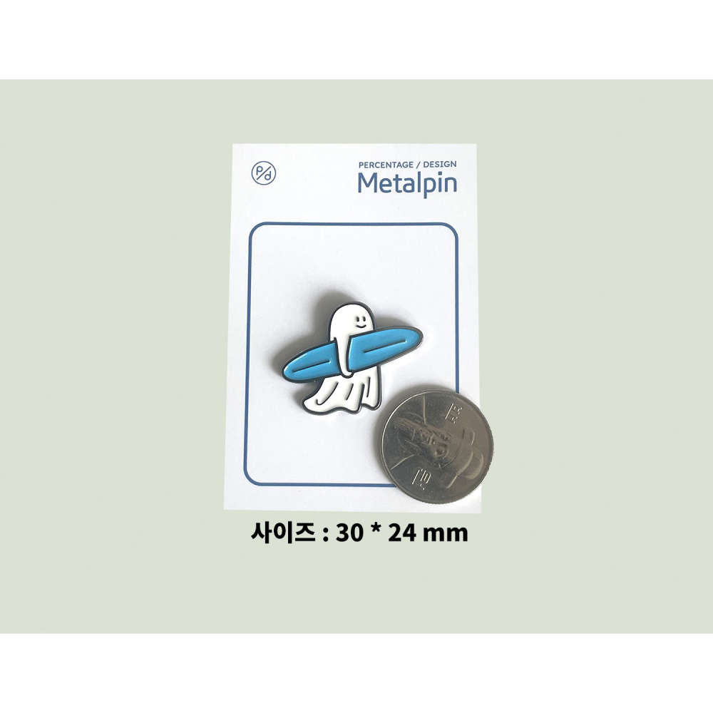 ʜᴀʀᴜᴅᴀɪʟʏ🌙 預購｜Percentage 韓國小幽靈藍色衝浪板徽章 胸章 金屬徽章 胸針 別針 包包衣服裝飾-細節圖4