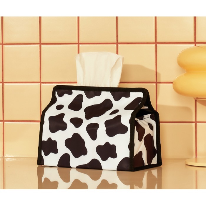 ʜᴀʀᴜᴅᴀɪʟʏ🌙 預購｜韓國家居・wigglewiggle 美式復古乳牛/微笑花千鳥格紙巾套 衛生紙收納盒 收納包-細節圖5