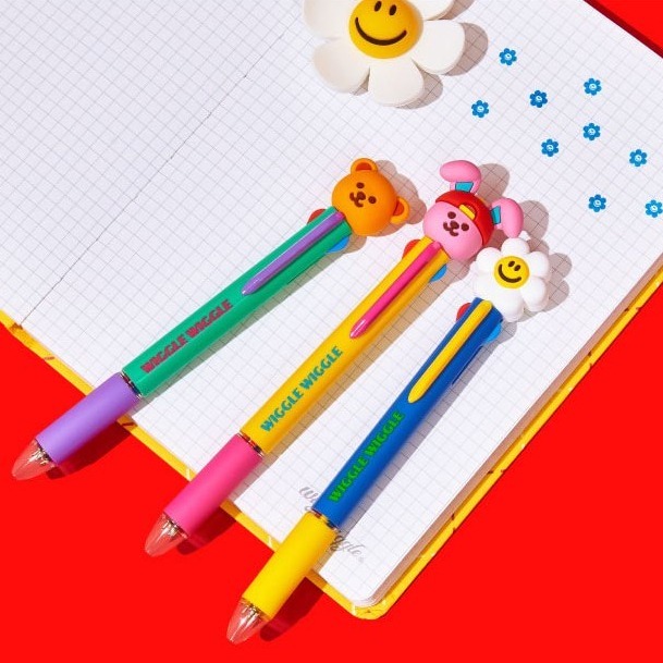 ʜᴀʀᴜᴅᴀɪʟʏ🌙 預購｜wigglewiggle 可愛角色撞色4色多功能筆 四色原子筆 0.7mm多色筆-細節圖2