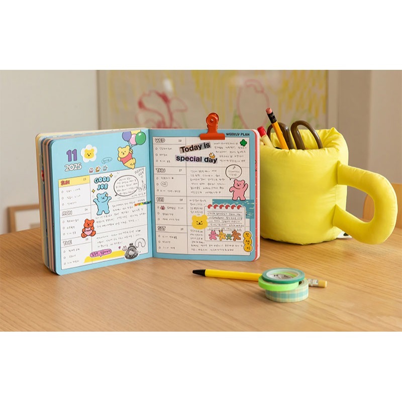 ʜᴀʀᴜᴅᴀɪʟʏ🌙 預購｜韓國文創 DAILYLIK 2025年 彩虹果凍小熊日記本 14個月年度計劃本 手帳本-細節圖6