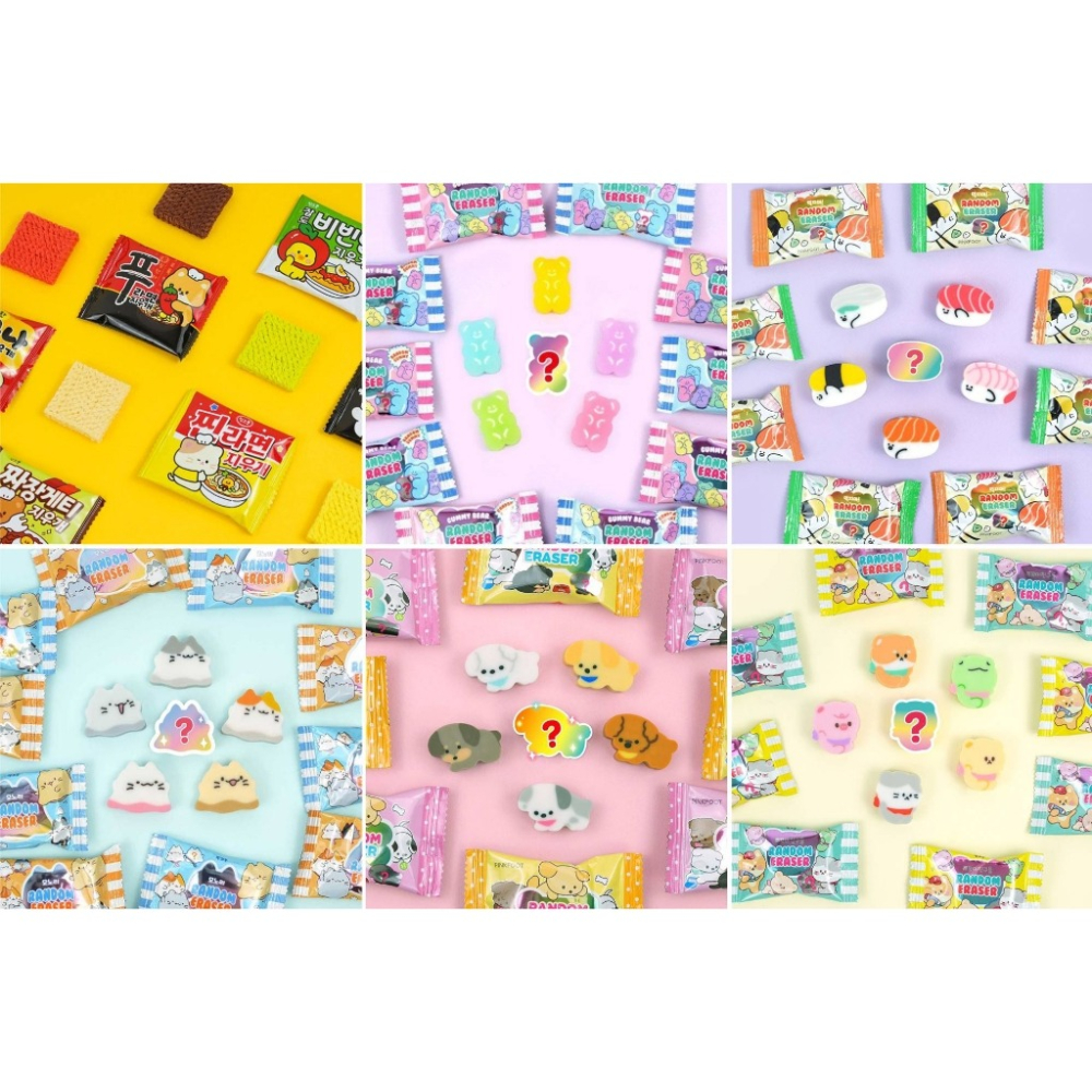 ʜᴀʀᴜᴅᴀɪʟʏ🌙 預購｜韓國文創 可愛隨機橡皮擦盲盒 隨機擦布盲抽 熊熊果凍 拉麵 小狗-細節圖2