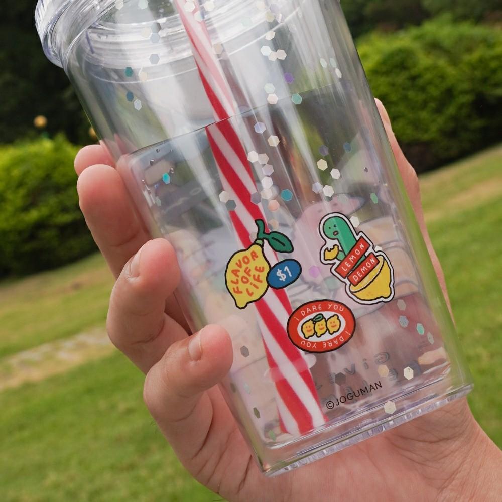 ʜᴀʀᴜᴅᴀɪʟʏ🌙  預購｜Joguman 小脘龍雙層冷水杯(亮片集合款480ml) 恐龍環保杯 隨身杯-細節圖3