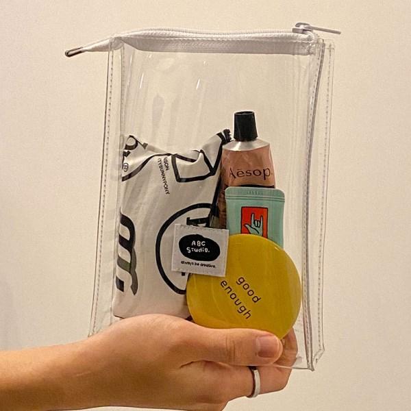 ʜᴀʀᴜᴅᴀɪʟʏ🌙  預購｜韓國文創 純白LOGO棉麻束口袋 束口包 PVC透明拉鍊包 收納包 隨身包 共三款-細節圖9