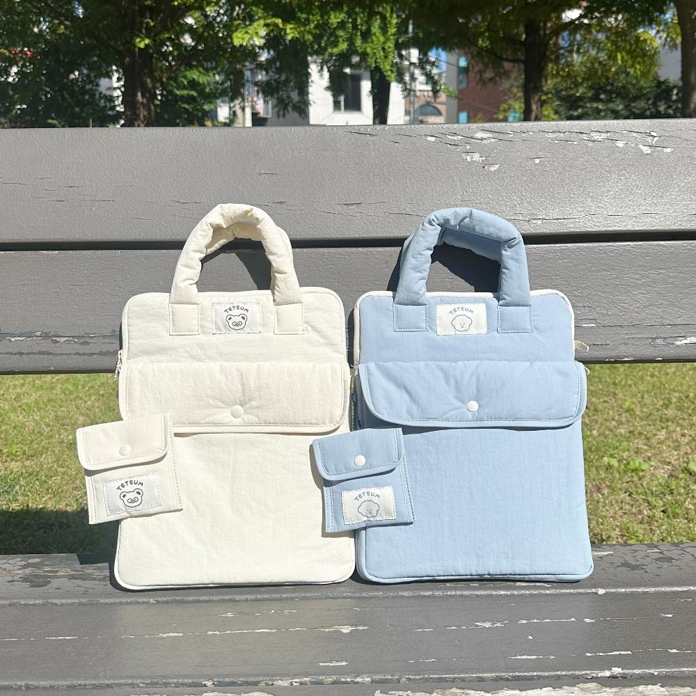 ʜᴀʀᴜᴅᴀɪʟʏ🌙  預購｜TETEUM 可愛眼鏡熊熊 汪汪壓釦小包 收納包 隨身小包 共兩款-細節圖2