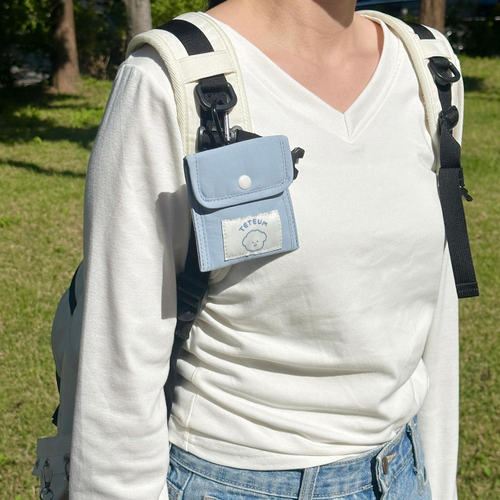 ʜᴀʀᴜᴅᴀɪʟʏ🌙  預購｜TETEUM 可愛眼鏡熊熊 汪汪壓釦小包 收納包 隨身小包 共兩款-細節圖3