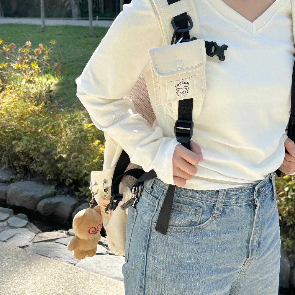 ʜᴀʀᴜᴅᴀɪʟʏ🌙  預購｜TETEUM 可愛眼鏡熊熊 汪汪壓釦小包 收納包 隨身小包 共兩款-細節圖4