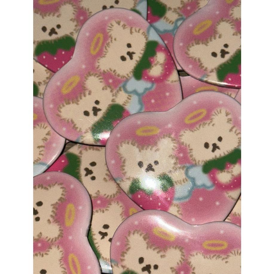 ʜᴀʀᴜᴅᴀɪʟʏ🌙 預購｜韓國文創 mazzzzy 草莓天使熊胸章組 徽章 胸章 別針 裝飾 掛飾-細節圖4