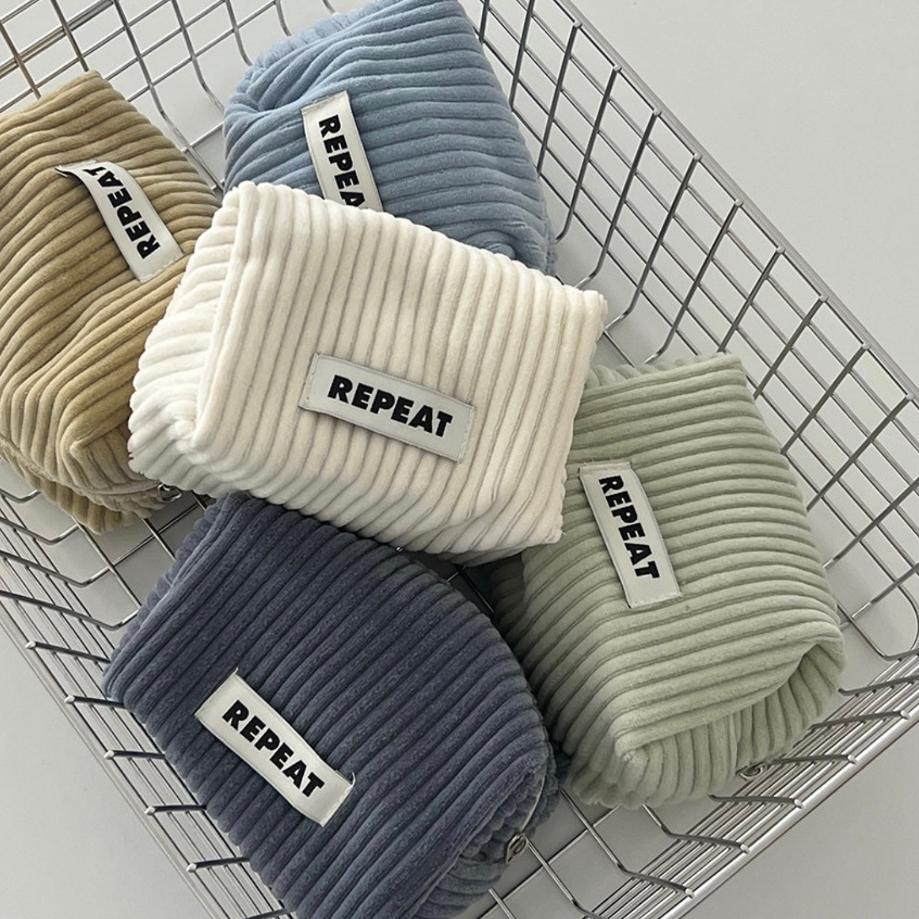 ʜᴀʀᴜᴅᴀɪʟʏ🌙 預購｜Repeat 粗坑條燈芯絨束口袋 粗坑條立體拉鍊收納包-細節圖7