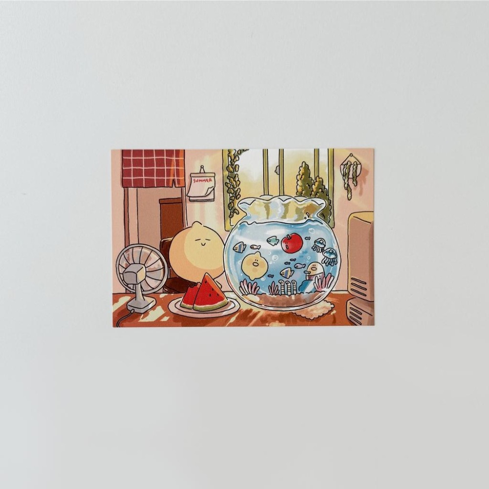 ʜᴀʀᴜᴅᴀɪʟʏ🌙 部分有貨｜Second Morning 夏日假期系列明信片 插畫迷你海報 地瓜 檸檬 蘋果-細節圖5
