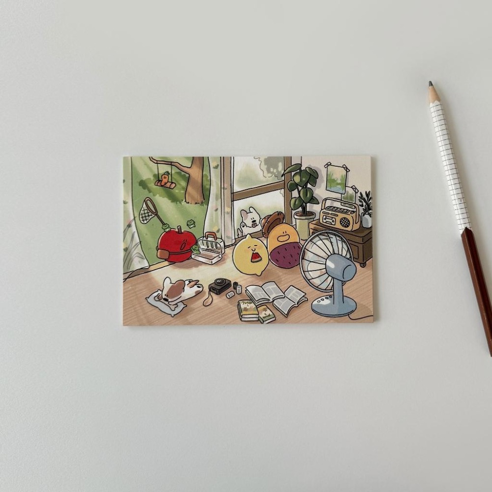 ʜᴀʀᴜᴅᴀɪʟʏ🌙 部分有貨｜Second Morning 夏日假期系列明信片 插畫迷你海報 地瓜 檸檬 蘋果-細節圖6