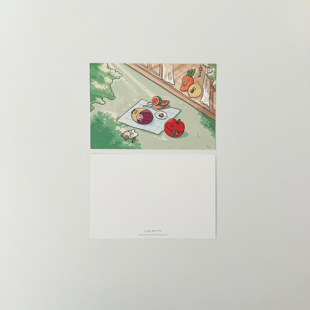 ʜᴀʀᴜᴅᴀɪʟʏ🌙 部分有貨｜Second Morning 夏日假期系列明信片 插畫迷你海報 地瓜 檸檬 蘋果-細節圖8