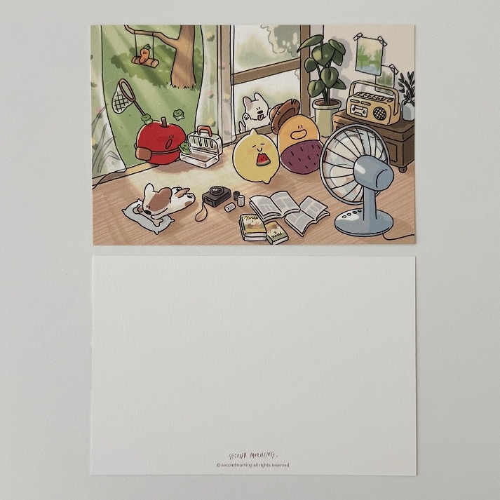 ʜᴀʀᴜᴅᴀɪʟʏ🌙 部分有貨｜Second Morning 夏日假期系列明信片 插畫迷你海報 地瓜 檸檬 蘋果-規格圖9