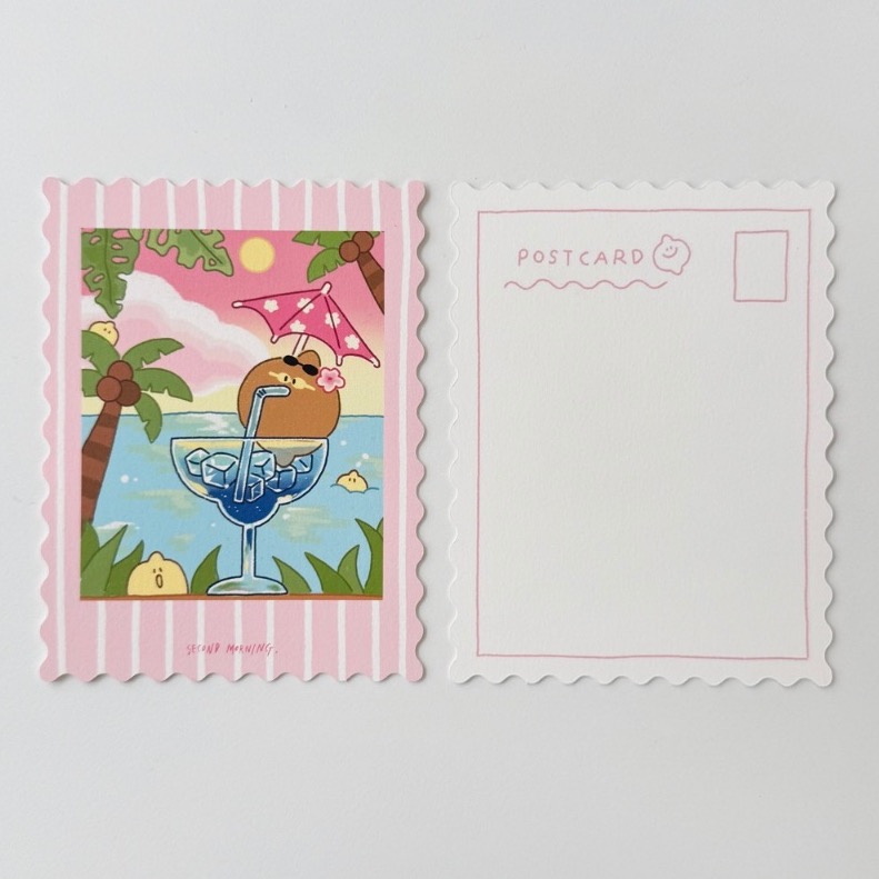 ʜᴀʀᴜᴅᴀɪʟʏ🌙 部分有貨｜Second Morning 夏日假期系列明信片 插畫迷你海報 地瓜 檸檬 蘋果-規格圖9