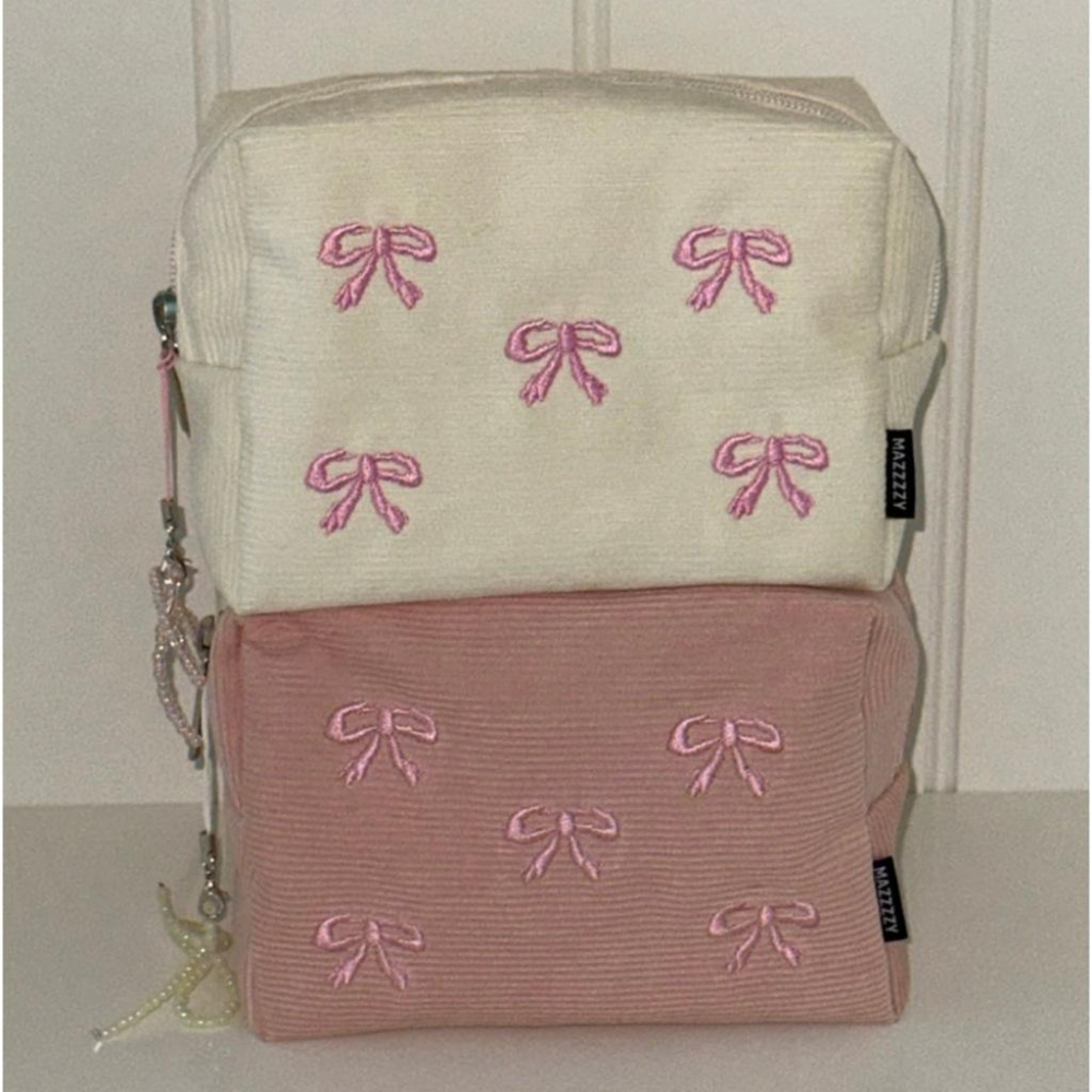 ʜᴀʀᴜᴅᴀɪʟʏ🌙 預購｜mazzzzy Ribbon pattern pouch 蝴蝶結圖案化妝包 萬用收納袋-細節圖2