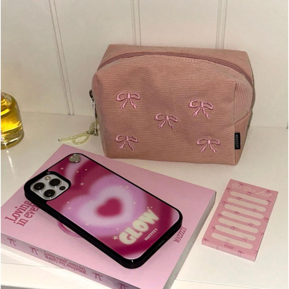 ʜᴀʀᴜᴅᴀɪʟʏ🌙 預購｜mazzzzy Ribbon pattern pouch 蝴蝶結圖案化妝包 萬用收納袋-細節圖3
