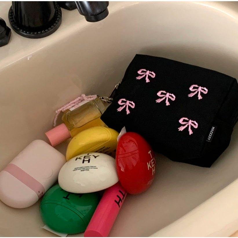 ʜᴀʀᴜᴅᴀɪʟʏ🌙 預購｜mazzzzy Ribbon pattern pouch 蝴蝶結圖案化妝包 萬用收納袋-細節圖6