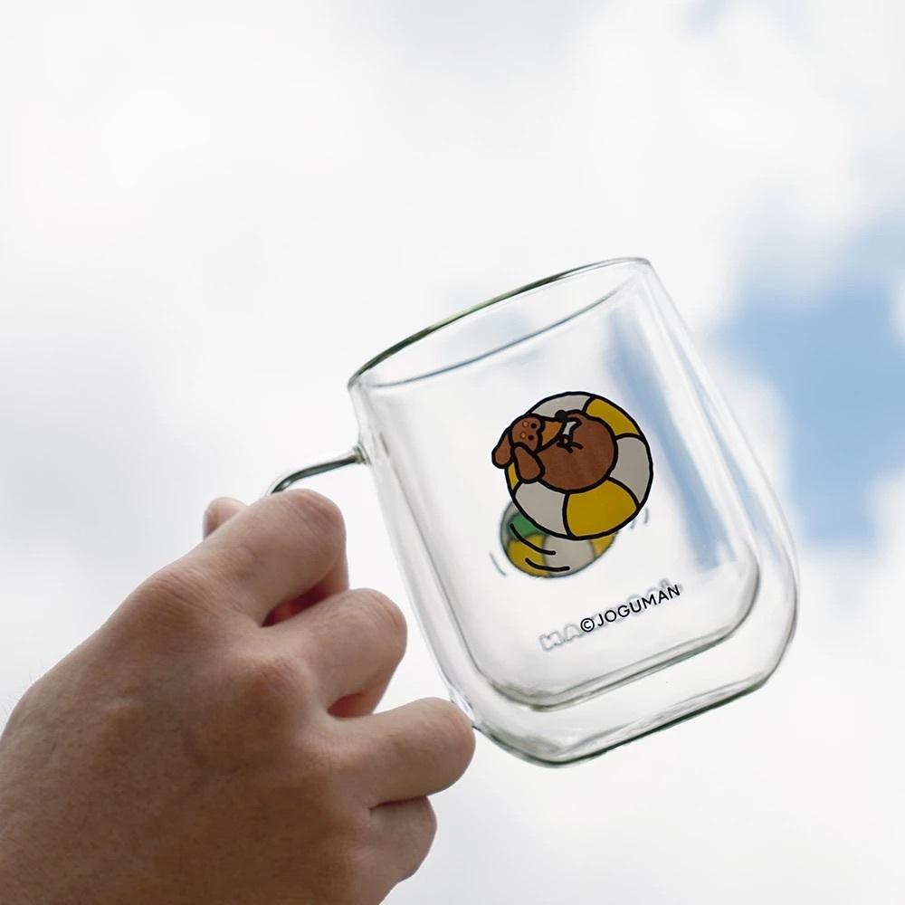 ʜᴀʀᴜᴅᴀɪʟʏ🌙 現貨｜JOGUMAN STUDIO 泳圈小恐龍雙層玻璃杯 雙層玻璃水杯 玻璃杯-細節圖2