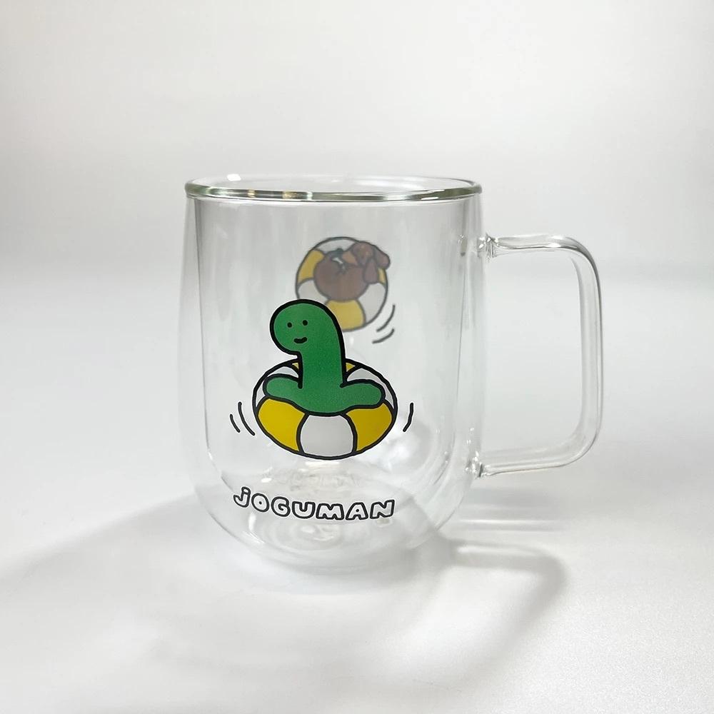 ʜᴀʀᴜᴅᴀɪʟʏ🌙 現貨｜JOGUMAN STUDIO 泳圈小恐龍雙層玻璃杯 雙層玻璃水杯 玻璃杯-細節圖3