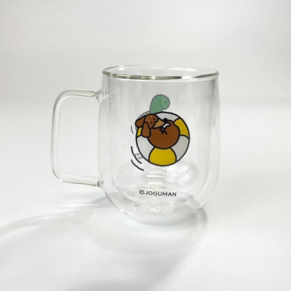 ʜᴀʀᴜᴅᴀɪʟʏ🌙 現貨｜JOGUMAN STUDIO 泳圈小恐龍雙層玻璃杯 雙層玻璃水杯 玻璃杯-細節圖4