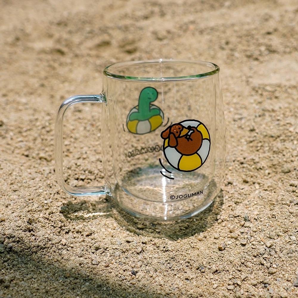 ʜᴀʀᴜᴅᴀɪʟʏ🌙 現貨｜JOGUMAN STUDIO 泳圈小恐龍雙層玻璃杯 雙層玻璃水杯 玻璃杯-細節圖5