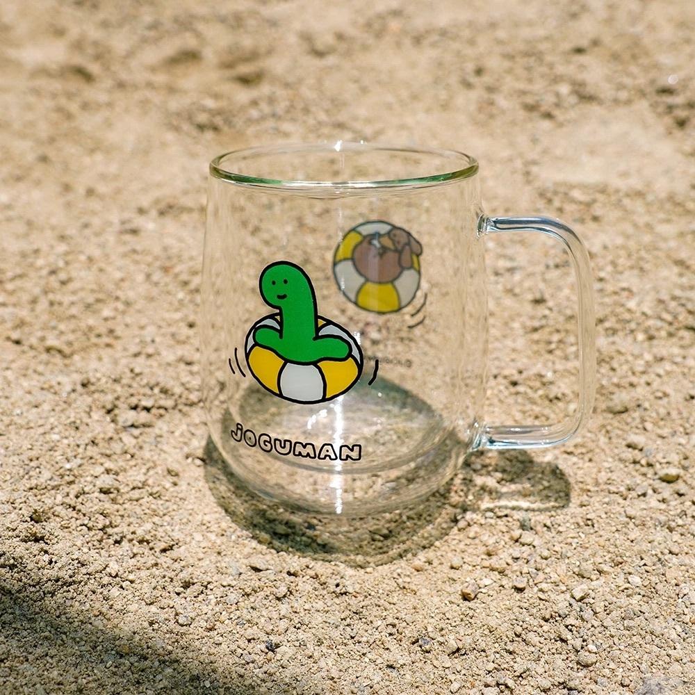 ʜᴀʀᴜᴅᴀɪʟʏ🌙 現貨｜JOGUMAN STUDIO 泳圈小恐龍雙層玻璃杯 雙層玻璃水杯 玻璃杯-細節圖6