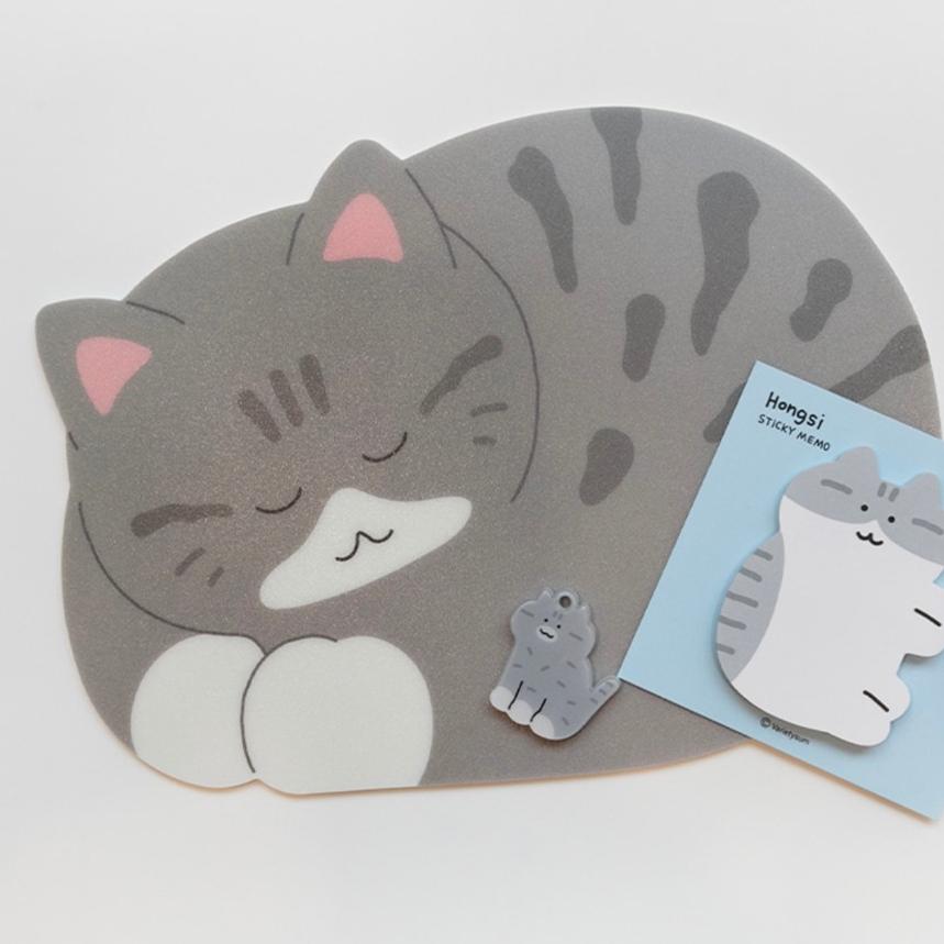 ʜᴀʀᴜᴅᴀɪʟʏ🌙 預購｜韓國文創 睡覺貓貓滑鼠墊 PVC滑鼠墊 MOUSEPAD-細節圖4