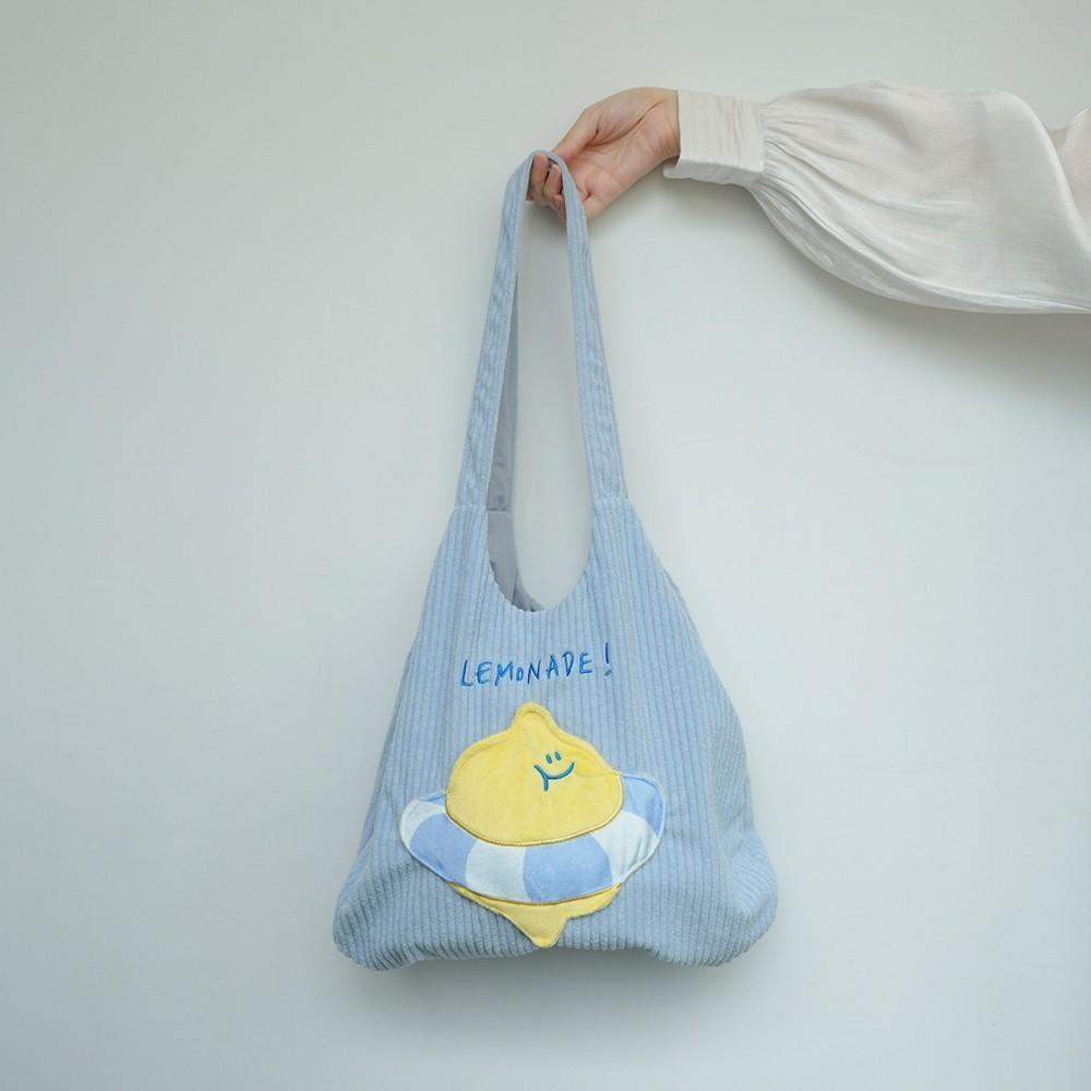 ʜᴀʀᴜᴅᴀɪʟʏ🌙 部分有貨｜韓國文創 Second Morning 燈芯絨肩背包(泳圈LEMONY款/幸運KUMI款-細節圖7