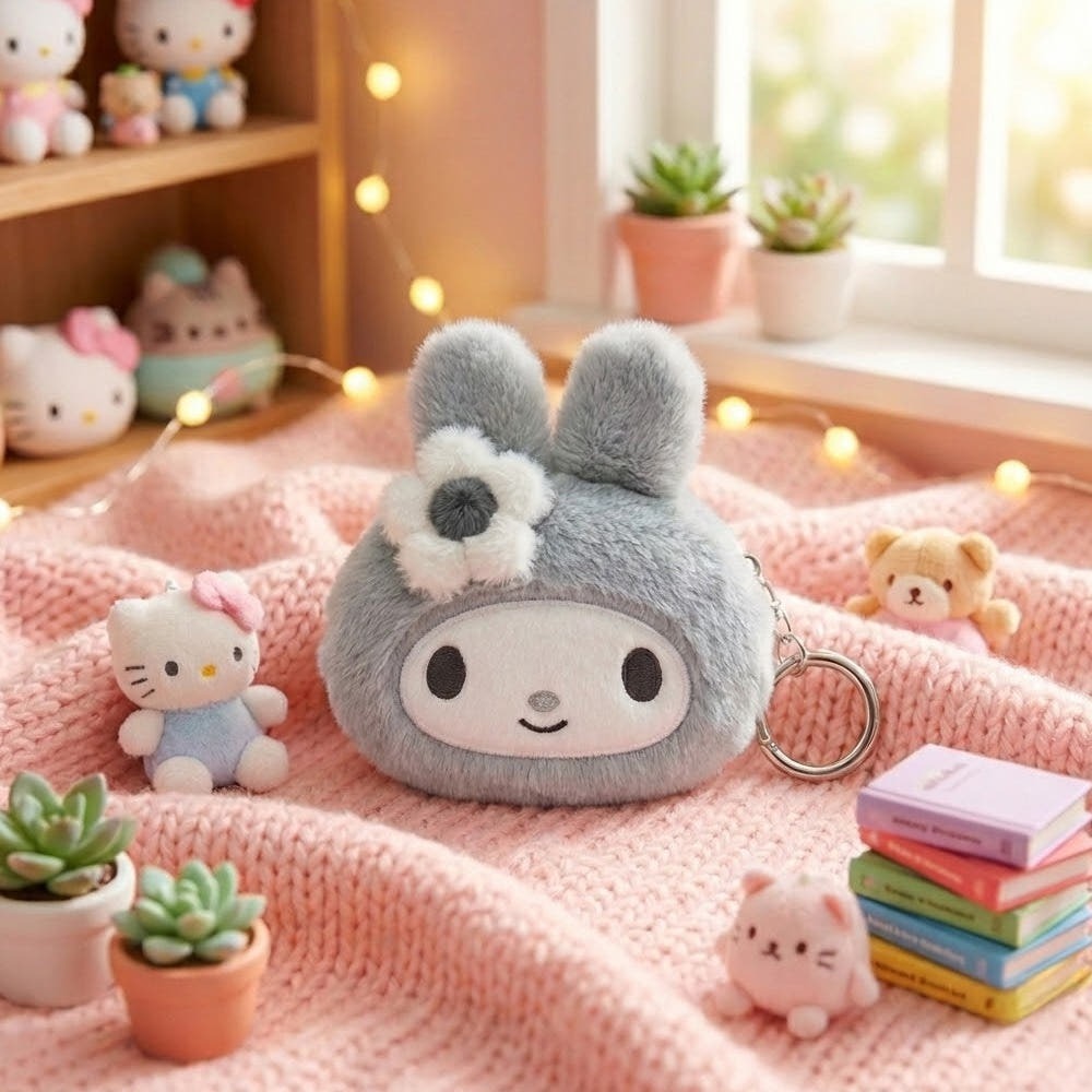 ʜᴀʀᴜᴅᴀɪʟʏ🌙  預購｜Sanrio Mini Pouch Keyring三麗鷗灰階造型吊飾 三麗鷗造型收納包-規格圖6