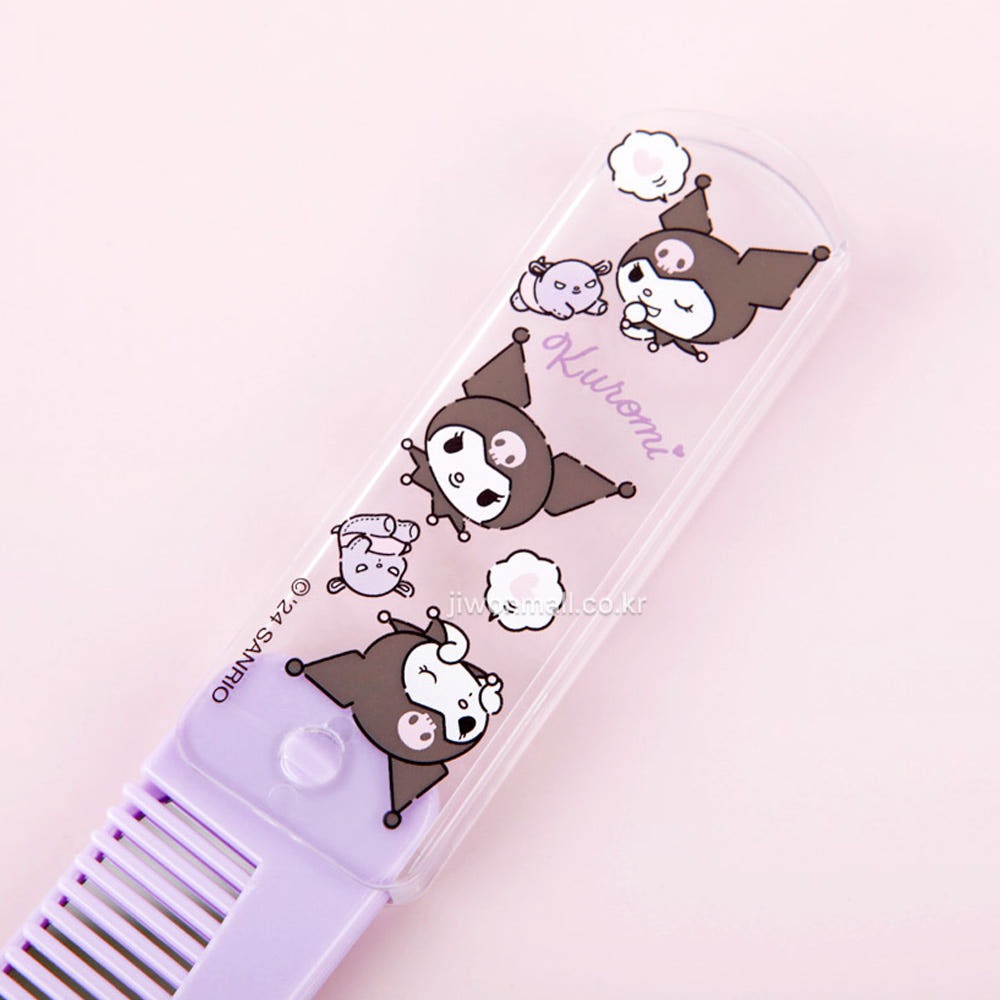 ʜᴀʀᴜᴅᴀɪʟʏ🌙  預購｜Sanrio 凱萊貓 庫洛米 美樂蒂 角色折疊鏡子梳子組 折疊梳 鏡子梳子組-細節圖4