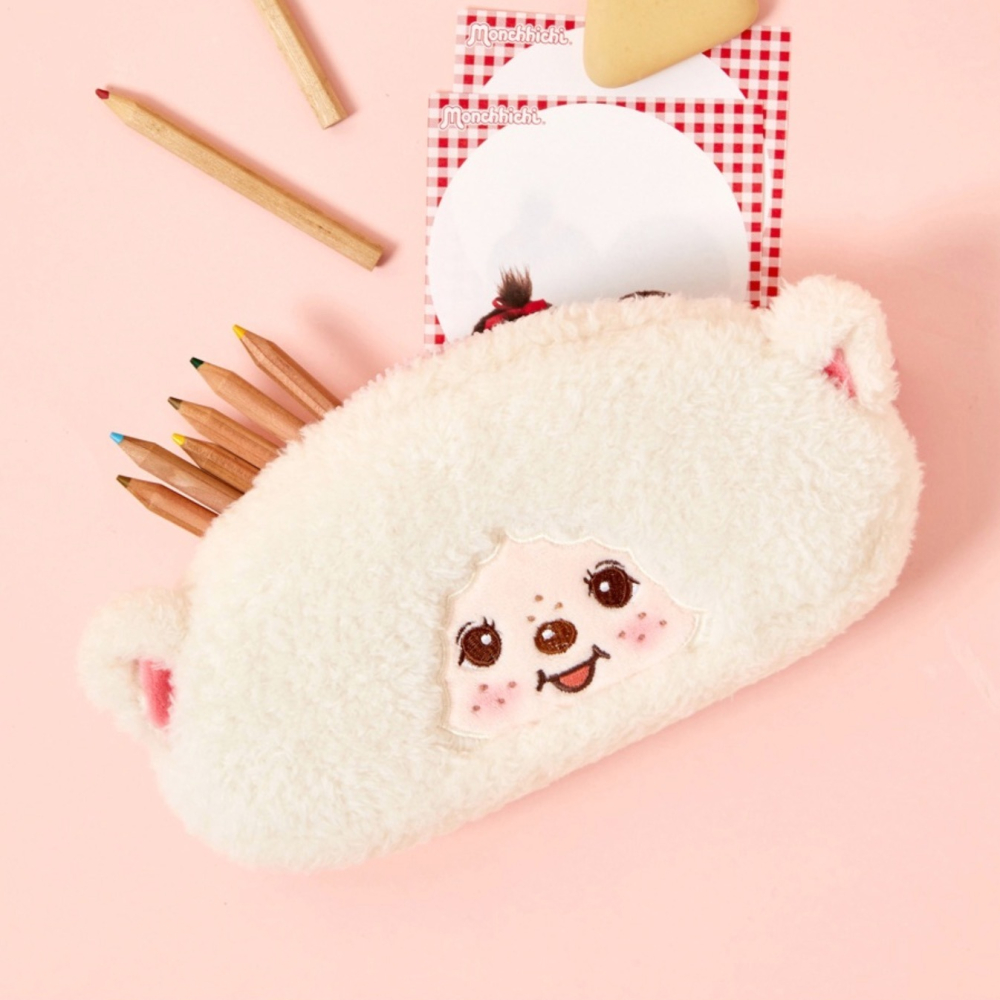 ʜᴀʀᴜᴅᴀɪʟʏ🌙  預購｜Monchhichi 蒙奇奇造型筆袋 毛絨絨造型收納包 毛絨絨鉛筆盒-細節圖5